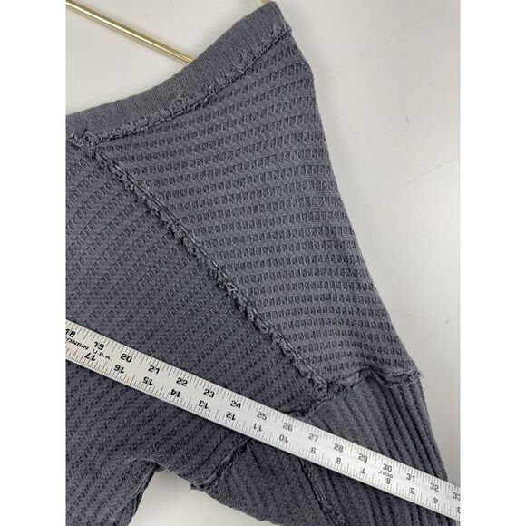 We The Free People Top Women's L Grey Magic Thermal Waffle Long Sleeve - Picture 3 of 5